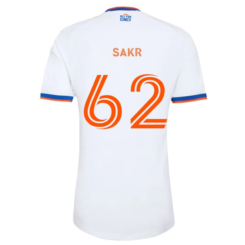 Danxen Enfant Maillot Ali Sakr #62 Blanc Bleu Marine Orange Tenues Extérieur 2026/27 T-Shirt