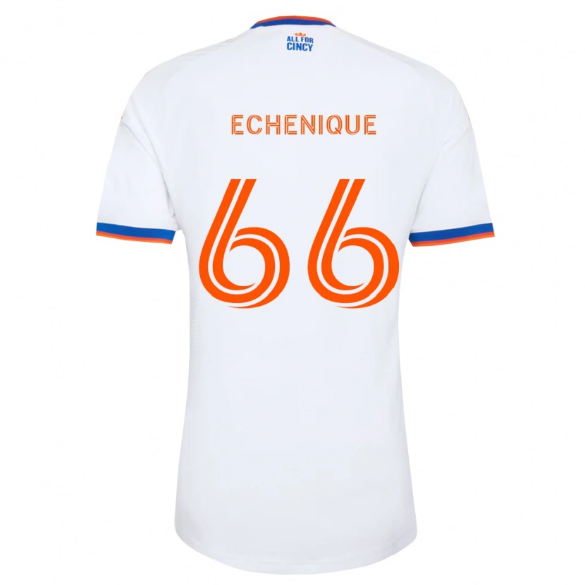 Danxen Enfant Maillot Ender Echenique #66 Blanc Bleu Marine Orange Tenues Extérieur 2026/27 T-Shirt