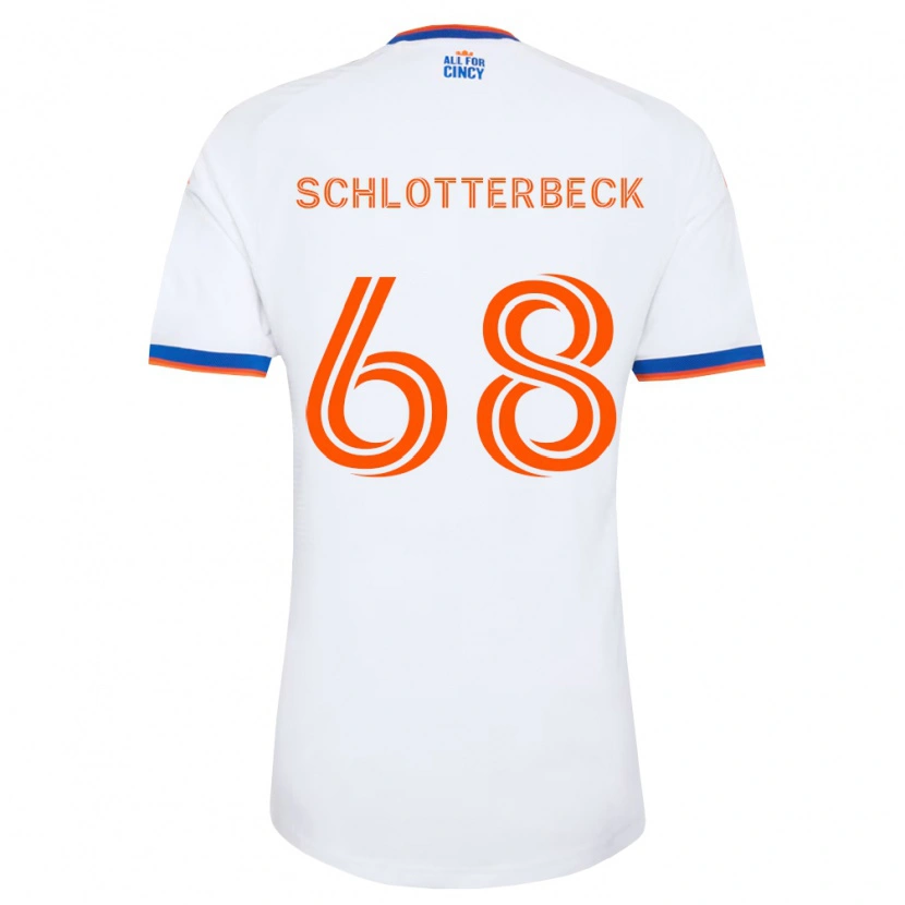 Danxen Enfant Maillot Ryan Schlotterbeck #68 Blanc Bleu Marine Orange Tenues Extérieur 2026/27 T-Shirt