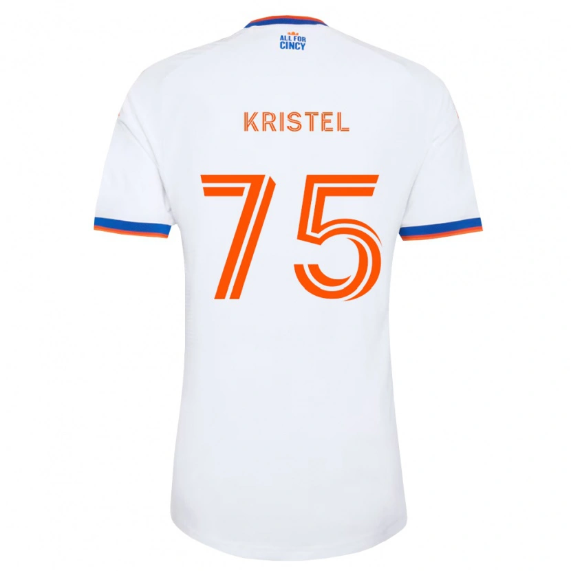 Danxen Enfant Maillot Brandon Kristel #75 Blanc Bleu Marine Orange Tenues Extérieur 2026/27 T-Shirt