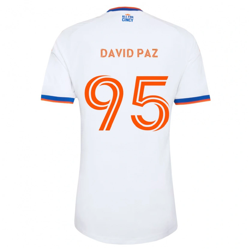 Danxen Enfant Maillot David Paz #95 Blanc Bleu Marine Orange Tenues Extérieur 2026/27 T-Shirt