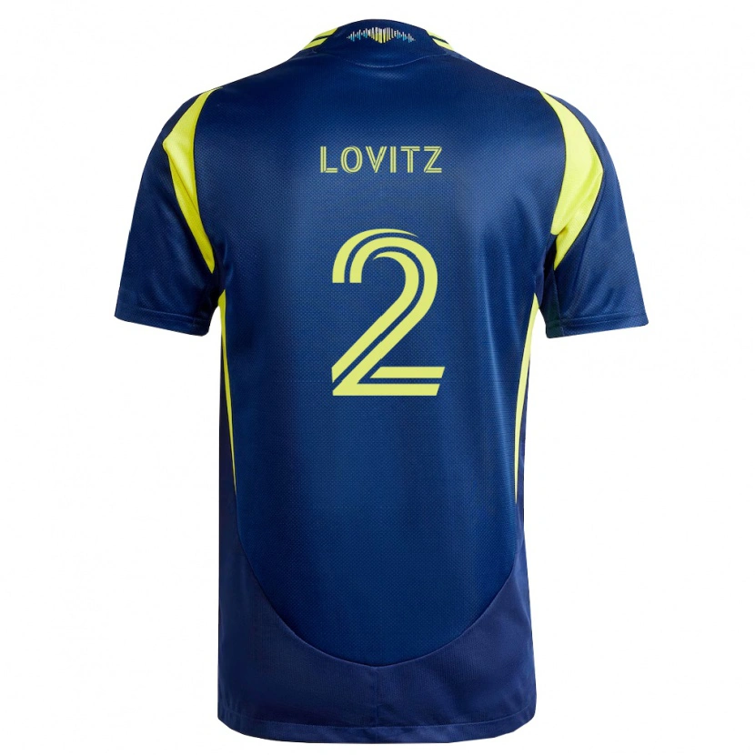 Danxen Enfant Maillot Daniel Lovitz #2 Jaune Bleu Marine Tenues Extérieur 2026/27 T-Shirt