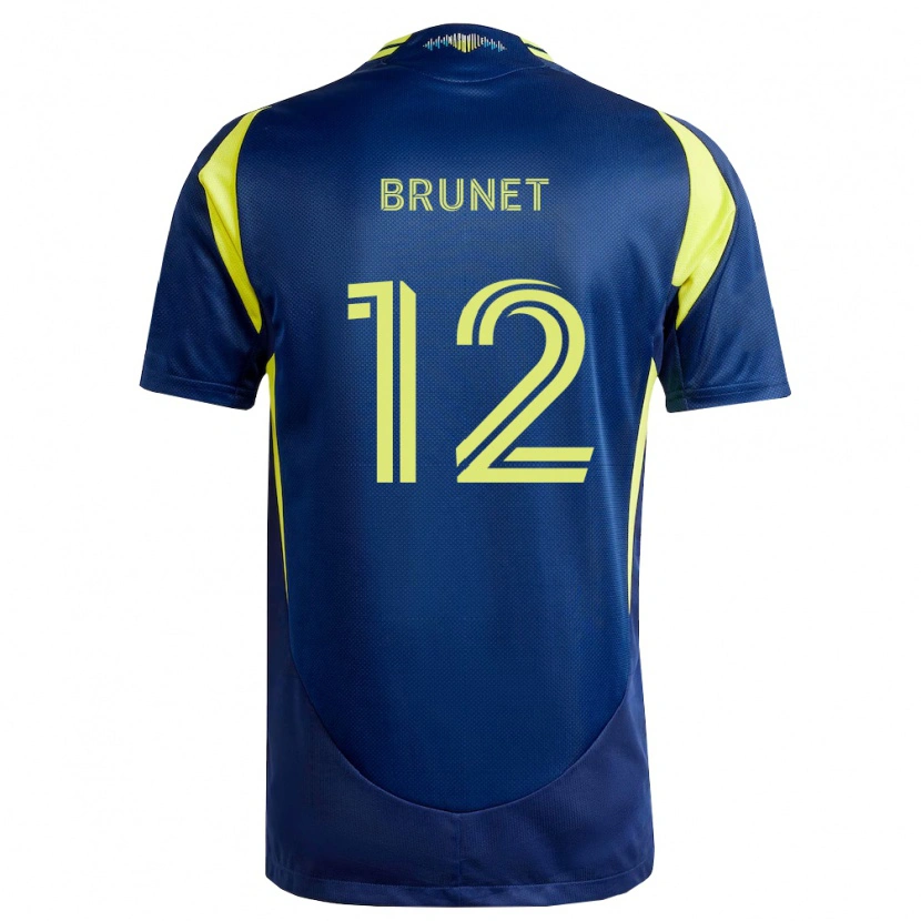 Danxen Enfant Maillot Charles-Emile Brunet #12 Jaune Bleu Marine Tenues Extérieur 2026/27 T-Shirt