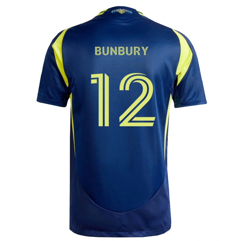 Danxen Enfant Maillot Teal Bunbury #12 Jaune Bleu Marine Tenues Extérieur 2026/27 T-Shirt