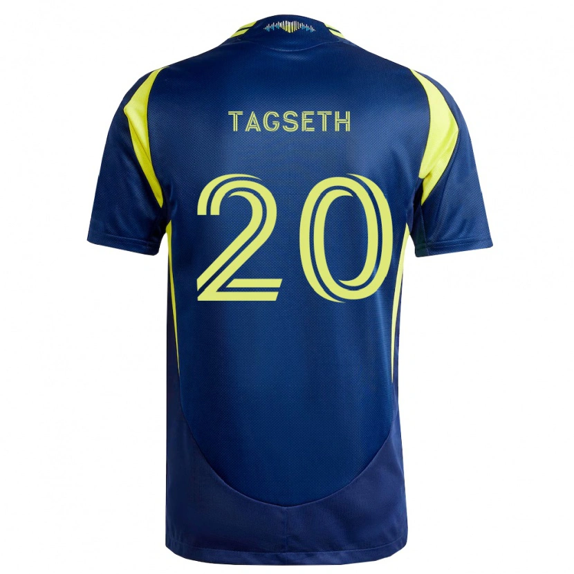 Danxen Enfant Maillot Edvard Tagseth #20 Jaune Bleu Marine Tenues Extérieur 2026/27 T-Shirt