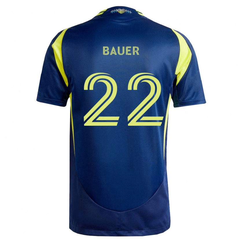 Danxen Enfant Maillot Josh Bauer #22 Jaune Bleu Marine Tenues Extérieur 2026/27 T-Shirt
