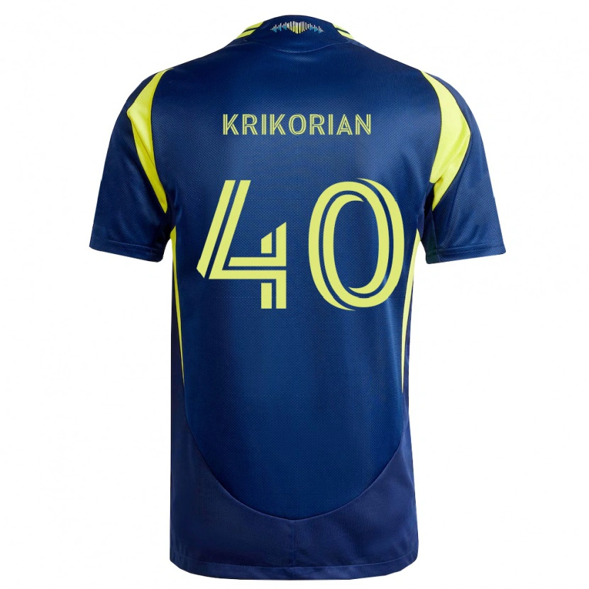 Danxen Enfant Maillot Andre Krikorian #40 Jaune Bleu Marine Tenues Extérieur 2026/27 T-Shirt