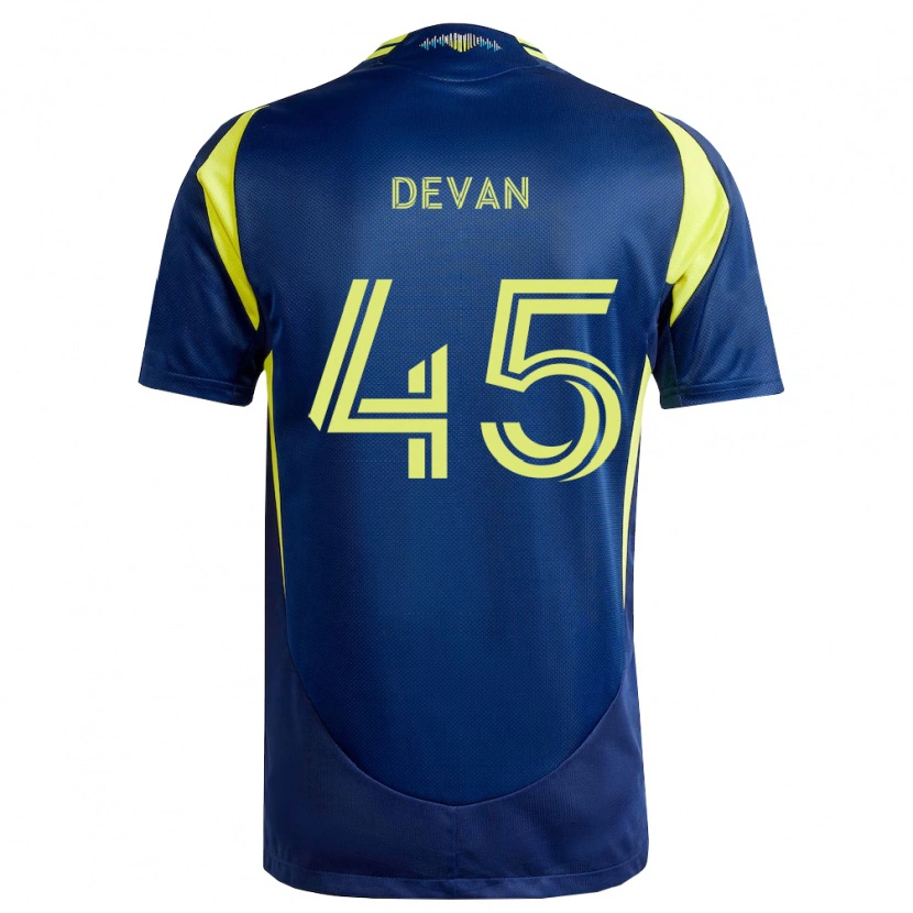 Danxen Enfant Maillot Liam Devan #45 Jaune Bleu Marine Tenues Extérieur 2026/27 T-Shirt