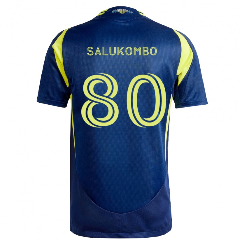 Danxen Enfant Maillot David Salukombo #80 Jaune Bleu Marine Tenues Extérieur 2026/27 T-Shirt