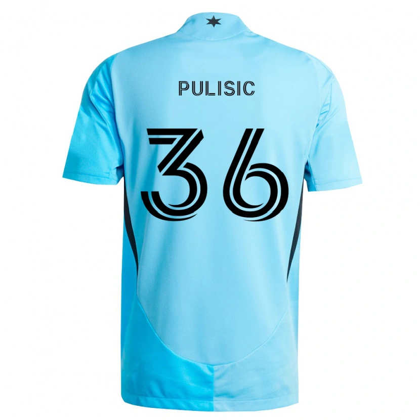 Danxen Enfant Maillot Will Pulisic #36 Bleu Clair Noir Tenues Extérieur 2026/27 T-Shirt