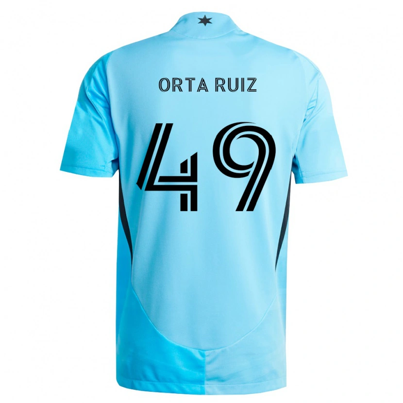 Danxen Enfant Maillot Jose Orta Ruiz #49 Bleu Clair Noir Tenues Extérieur 2026/27 T-Shirt