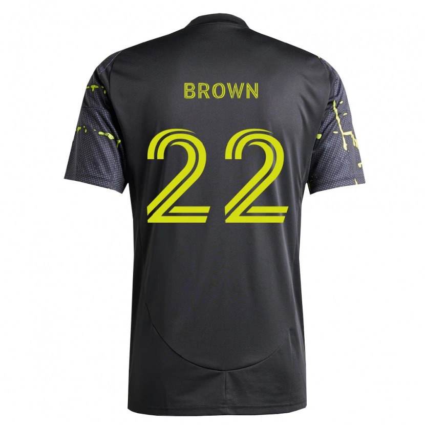 Danxen Enfant Maillot Tristan Brown #22 Jaune Fluo Noir Tenues Extérieur 2026/27 T-Shirt