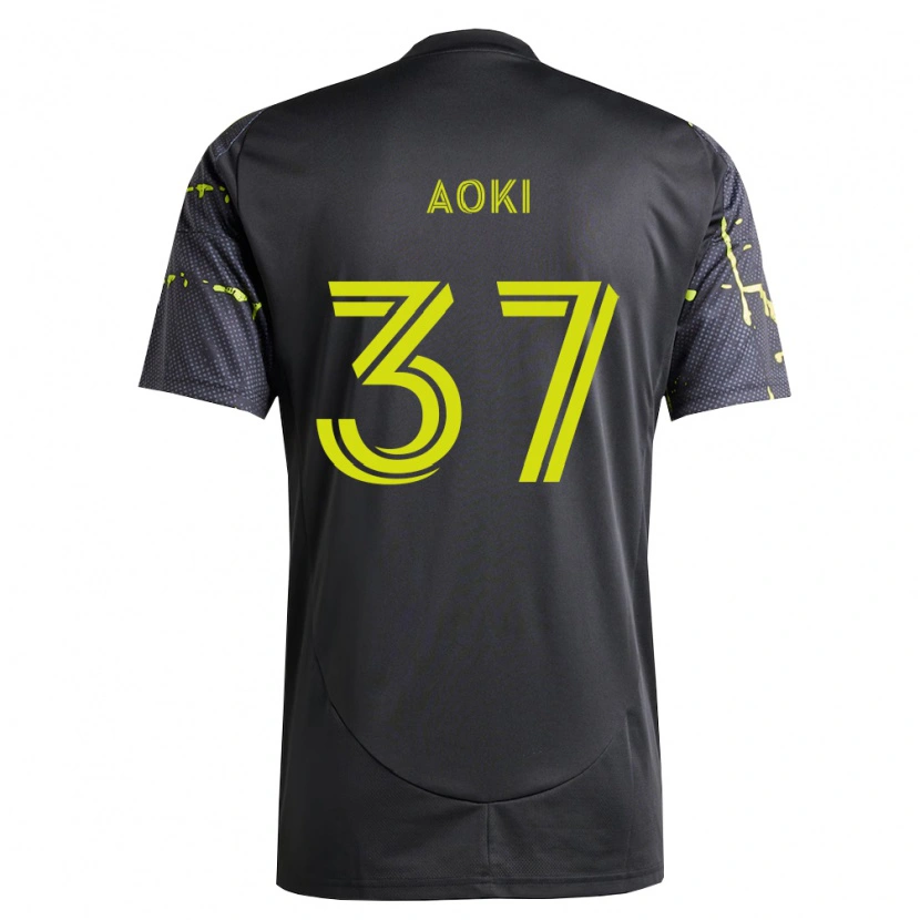 Danxen Enfant Maillot Rui Aoki #37 Jaune Fluo Noir Tenues Extérieur 2026/27 T-Shirt