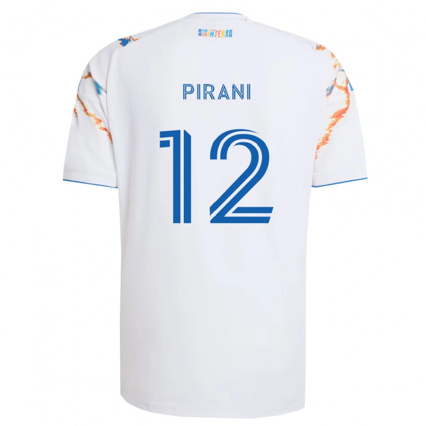 Danxen Enfant Maillot Gabriel Pirani #12 Blanc Orange Bleu Tenues Extérieur 2026/27 T-Shirt