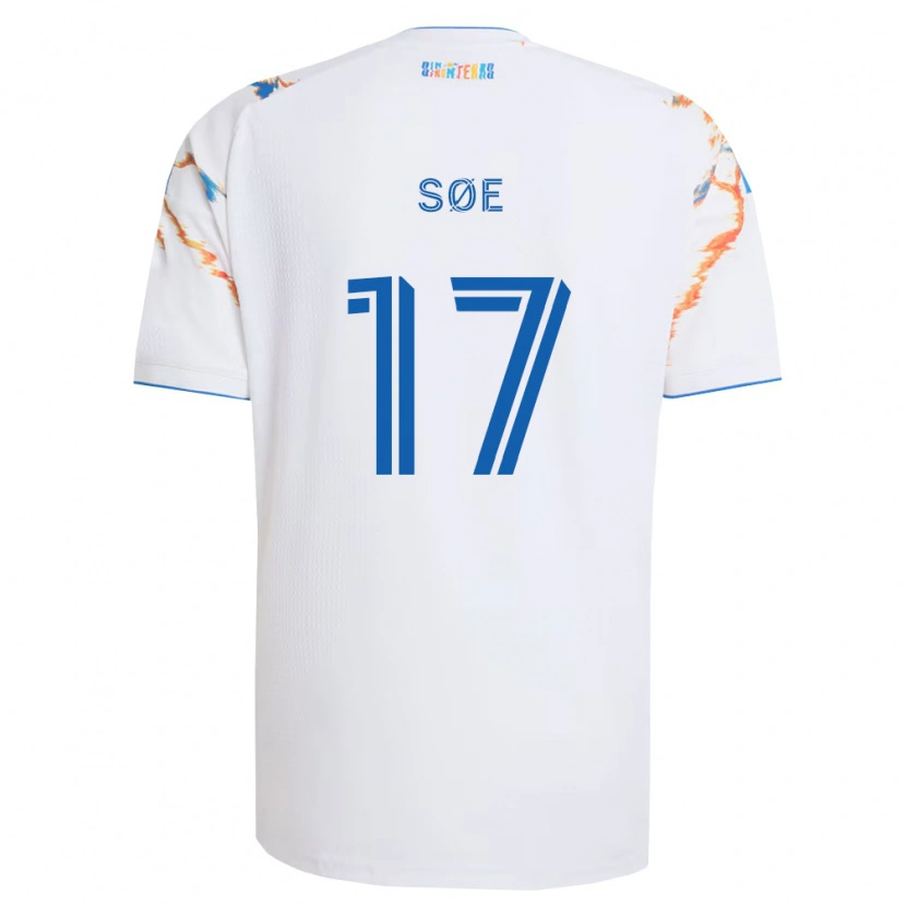 Danxen Enfant Maillot Osvald Søe #17 Blanc Orange Bleu Tenues Extérieur 2026/27 T-Shirt