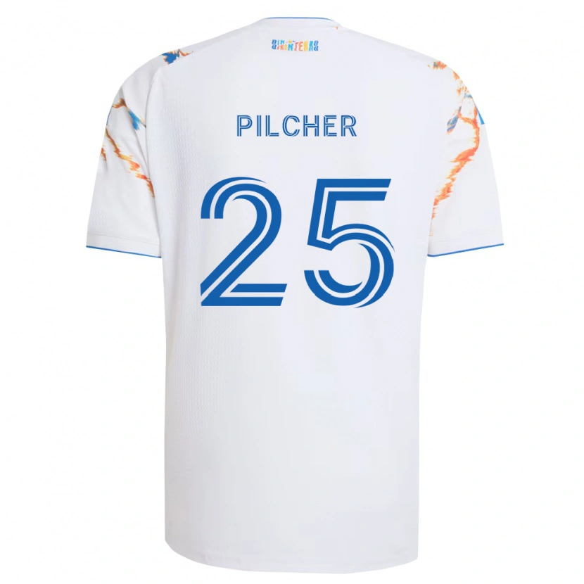 Danxen Enfant Maillot Ian Pilcher #25 Blanc Orange Bleu Tenues Extérieur 2026/27 T-Shirt