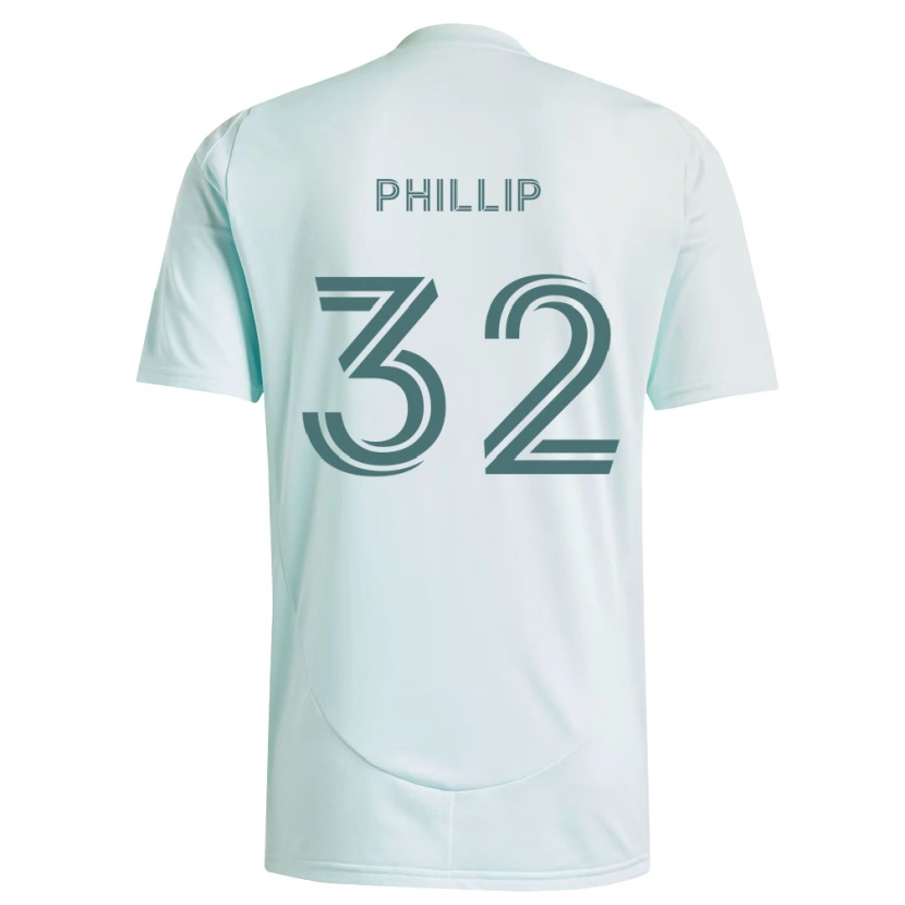 Danxen Enfant Maillot Donavan Phillip #32 Blanc Vert Clair Tenues Extérieur 2026/27 T-Shirt