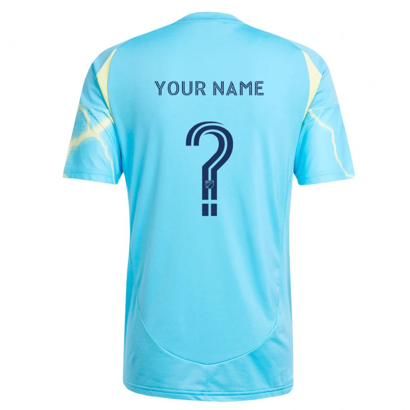 Danxen Enfant Maillot Votre Nom #0 Bleu Clair Noir Jaune Clair Tenues Extérieur 2026/27 T-Shirt