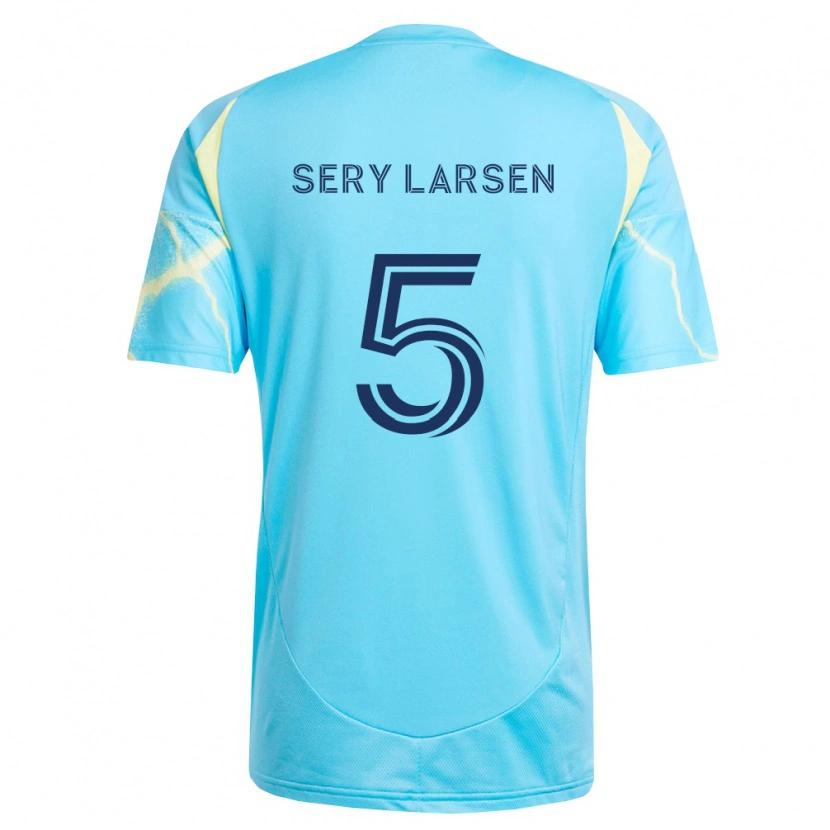 Danxen Enfant Maillot Japhet Sery Larsen #5 Bleu Clair Noir Jaune Clair Tenues Extérieur 2026/27 T-Shirt