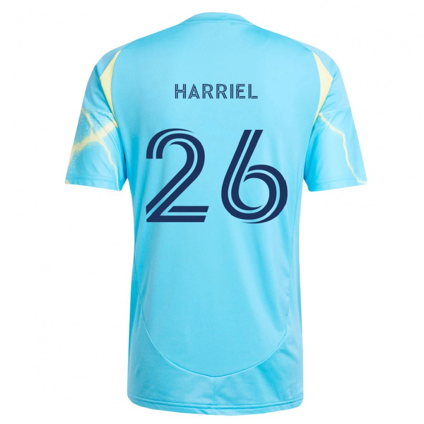 Danxen Enfant Maillot Nathan Harriel #26 Bleu Clair Noir Jaune Clair Tenues Extérieur 2026/27 T-Shirt
