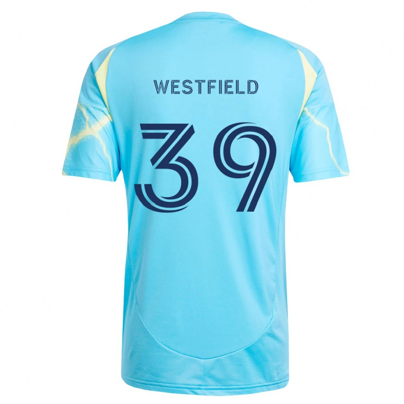 Danxen Enfant Maillot Frankie Westfield #39 Bleu Clair Noir Jaune Clair Tenues Extérieur 2026/27 T-Shirt