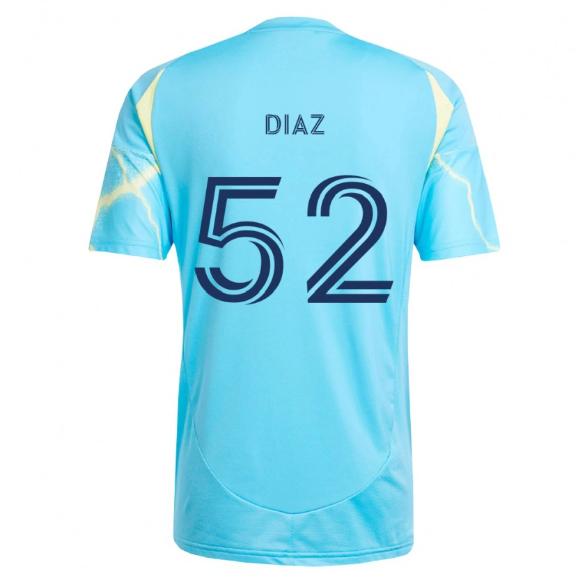 Danxen Enfant Maillot Samuel Diaz #52 Bleu Clair Noir Jaune Clair Tenues Extérieur 2026/27 T-Shirt