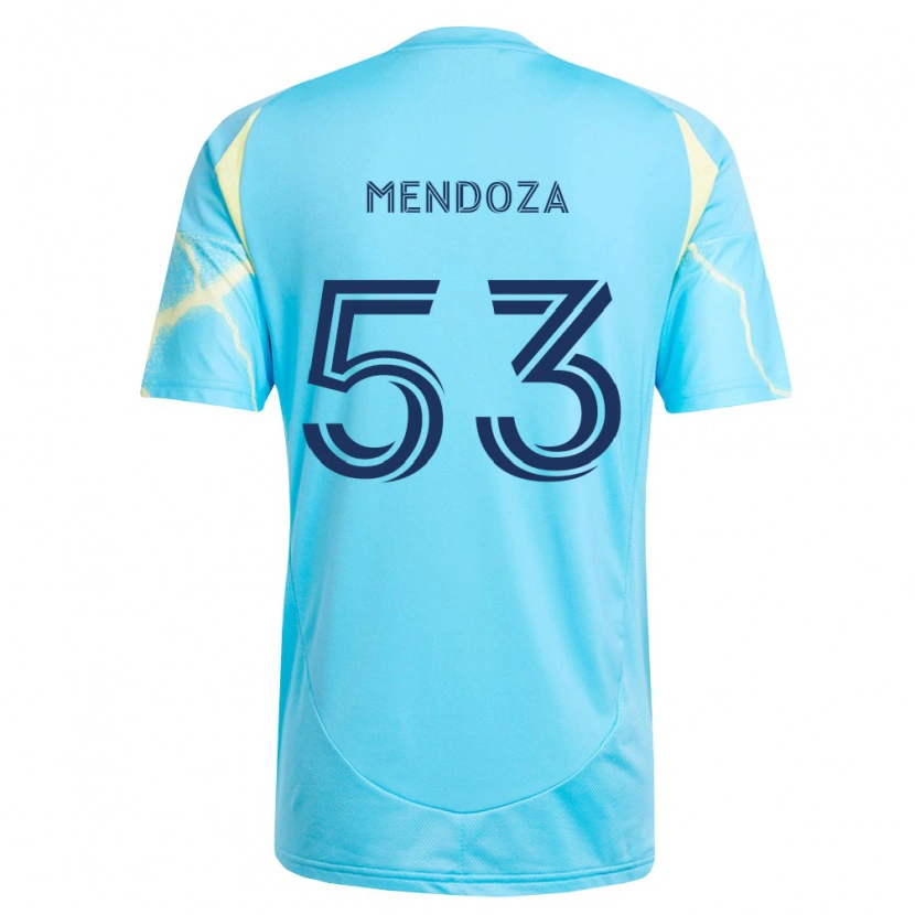 Danxen Enfant Maillot Isaiah Mendoza #53 Bleu Clair Noir Jaune Clair Tenues Extérieur 2026/27 T-Shirt