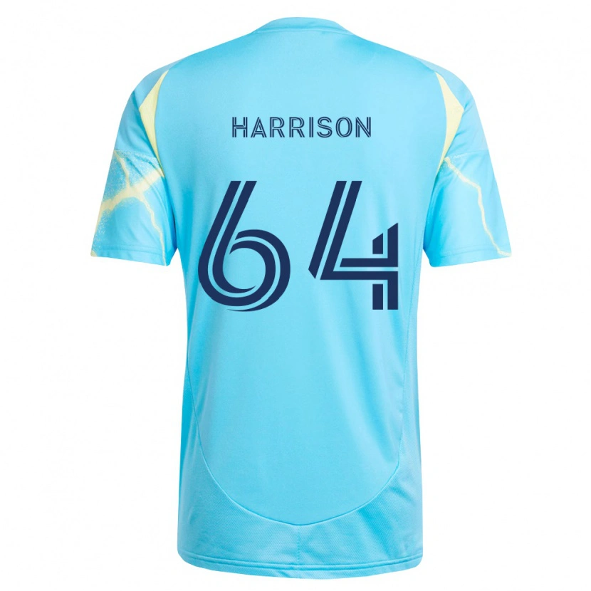 Danxen Enfant Maillot Joshua Harrison #64 Bleu Clair Noir Jaune Clair Tenues Extérieur 2026/27 T-Shirt