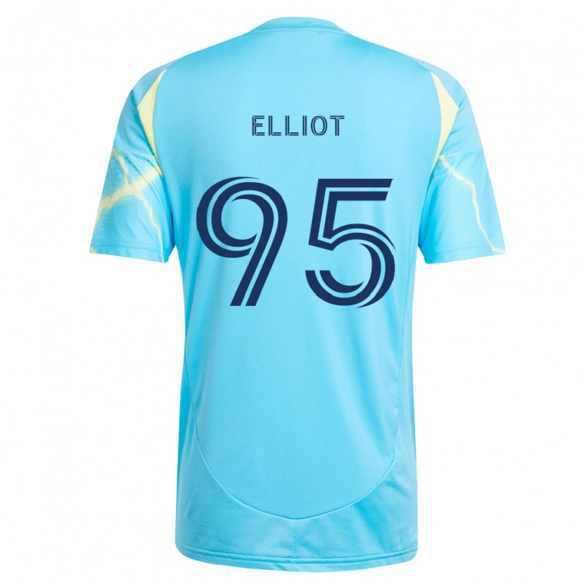 Danxen Enfant Maillot Daniel Elliot #95 Bleu Clair Noir Jaune Clair Tenues Extérieur 2026/27 T-Shirt