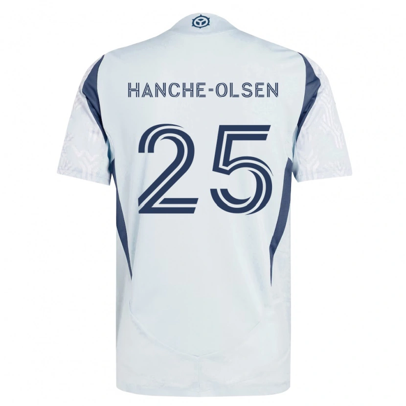 Danxen Enfant Maillot Andreas Hanche-Olsen #25 Bleu Gris Blanc Tenues Extérieur 2026/27 T-Shirt