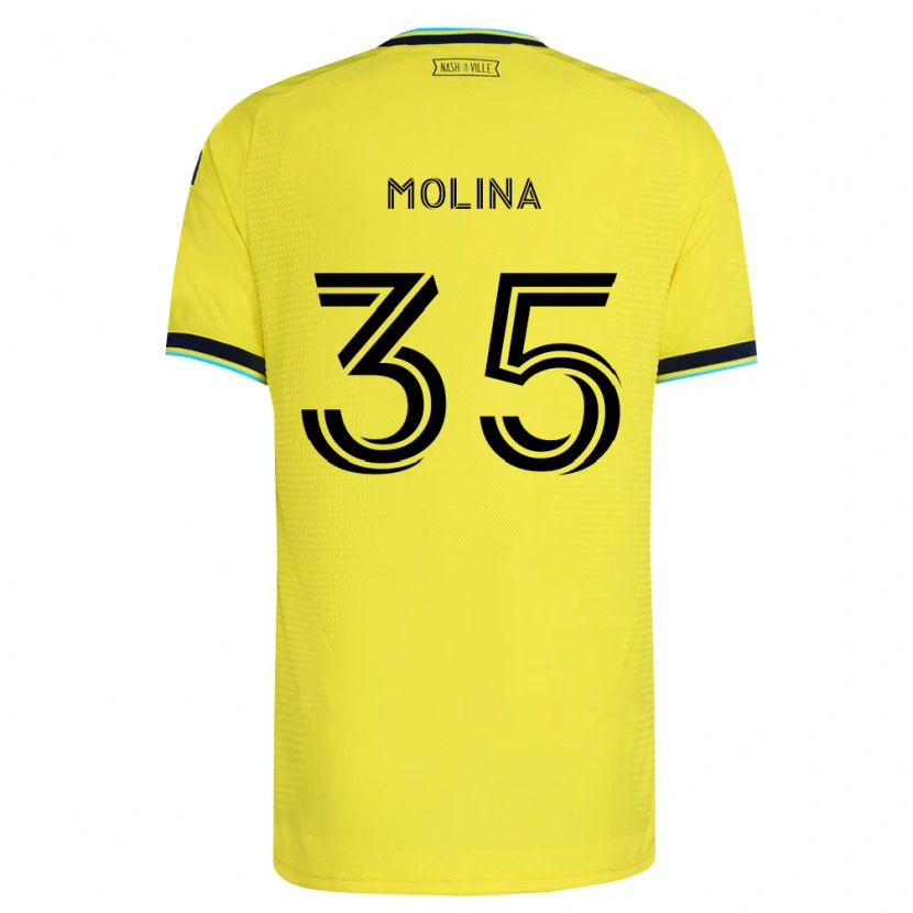 Danxen Homme Maillot Malachi Molina #35 Jaune Vif Bleu Marine Tenues Domicile 2026/27 T-Shirt