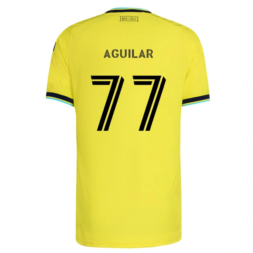 Danxen Homme Maillot Xavier Aguilar #77 Jaune Vif Bleu Marine Tenues Domicile 2026/27 T-Shirt