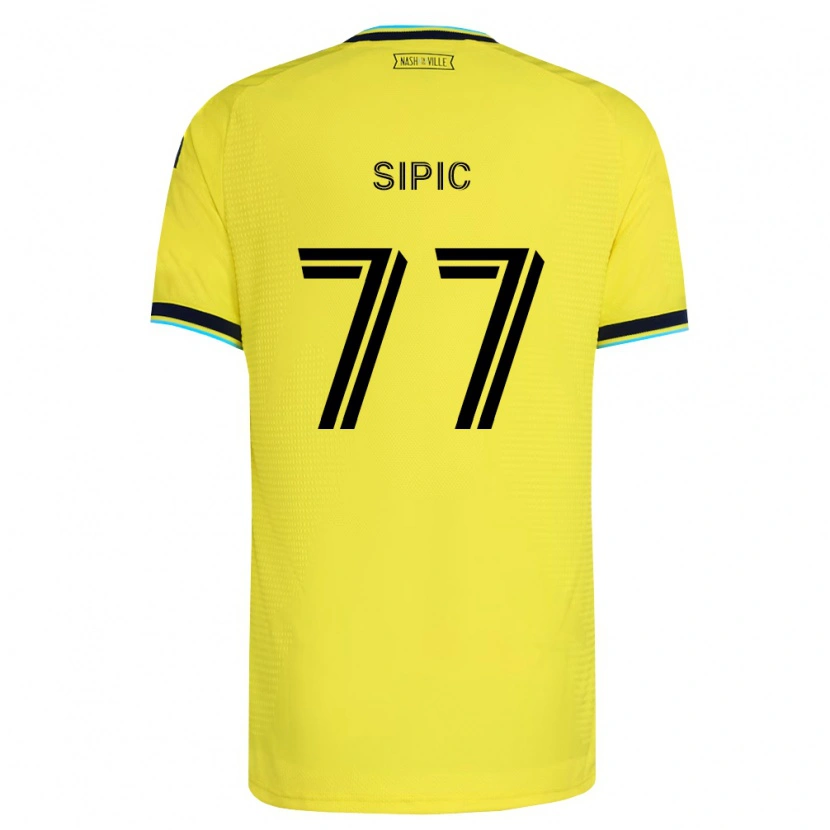 Danxen Homme Maillot Adem Sipić #77 Jaune Vif Bleu Marine Tenues Domicile 2026/27 T-Shirt