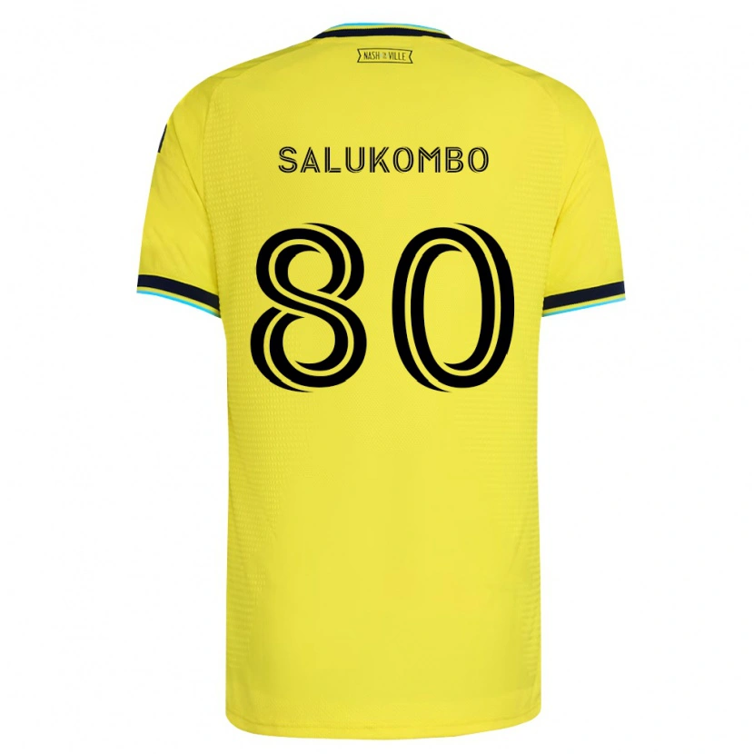 Danxen Homme Maillot David Salukombo #80 Jaune Vif Bleu Marine Tenues Domicile 2026/27 T-Shirt