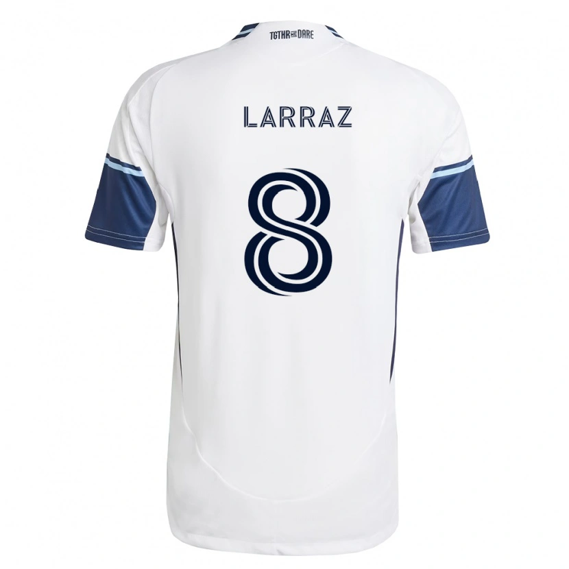 Danxen Homme Maillot Oliver Larraz #8 Blanc Bleu Royal Tenues Domicile 2026/27 T-Shirt