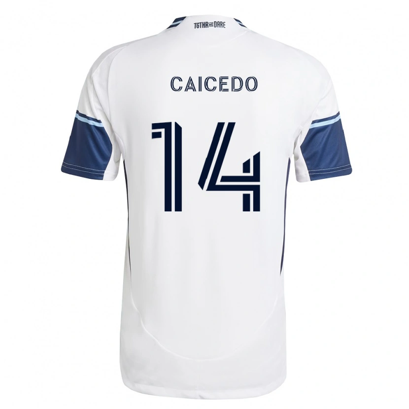 Danxen Homme Maillot Bruno Caicedo #14 Blanc Bleu Royal Tenues Domicile 2026/27 T-Shirt