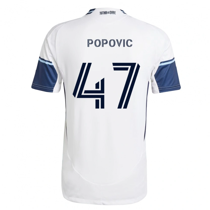 Danxen Homme Maillot Marko Popović #47 Blanc Bleu Royal Tenues Domicile 2026/27 T-Shirt