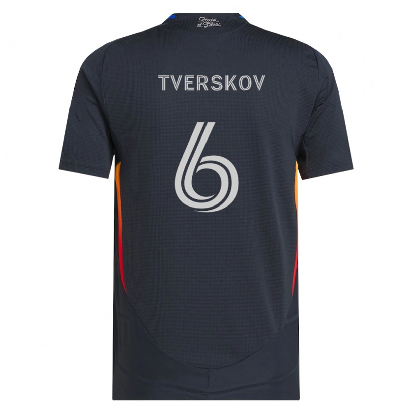 Danxen Homme Maillot Jeppe Tverskov #6 Gris Foncé Rouge Tenues Domicile 2026/27 T-Shirt