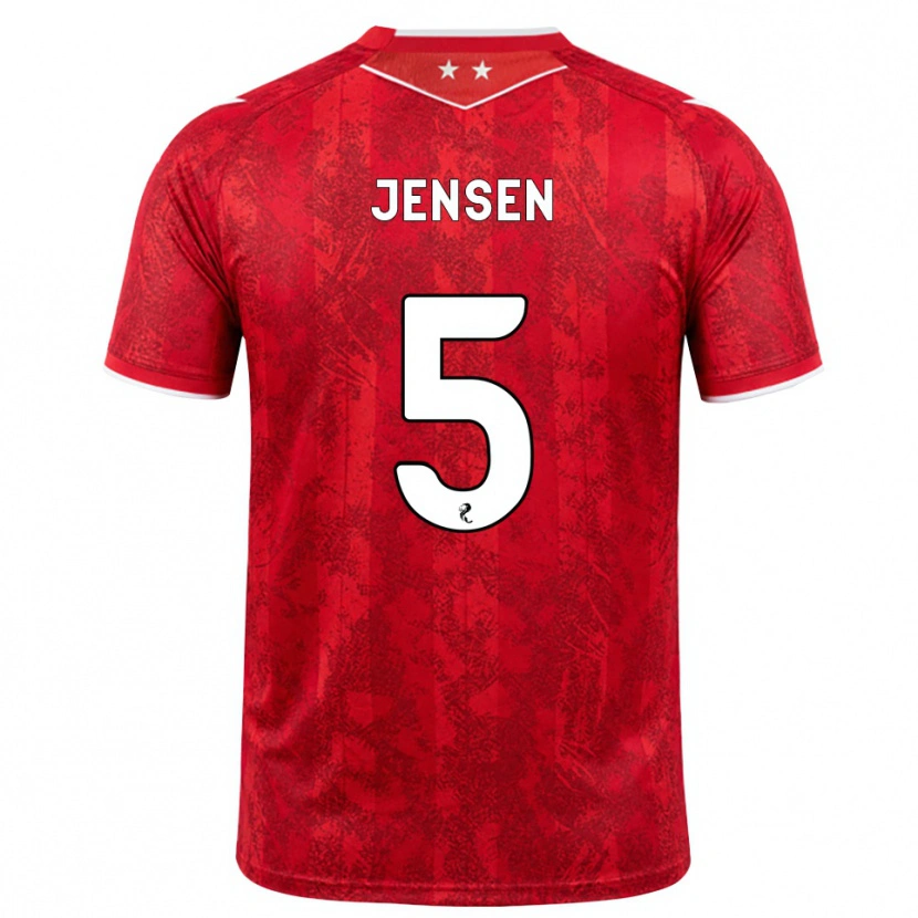 Danxen Homme Maillot Richard Jensen #5 Rouge Blanc Tenues Domicile 2026/27 T-Shirt