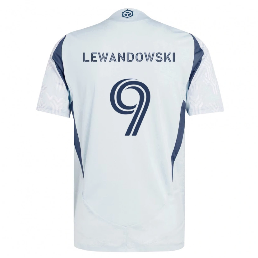 Danxen Homme Maillot Robert Lewandowski #9 Bleu Gris Blanc Tenues Extérieur 2026/27 T-Shirt