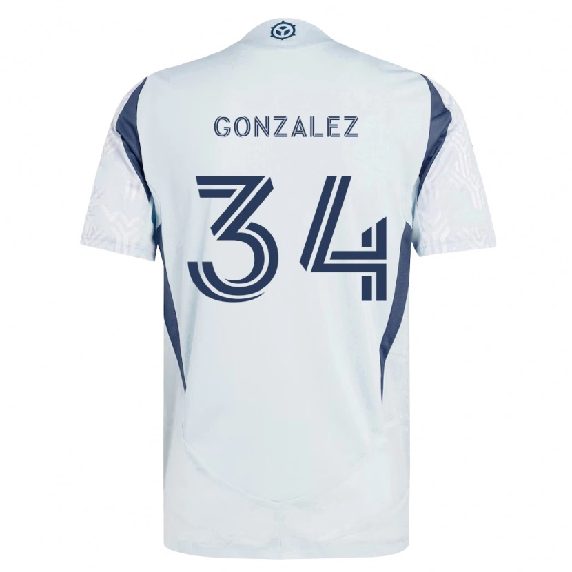Danxen Homme Maillot Omar González #34 Bleu Gris Blanc Tenues Extérieur 2026/27 T-Shirt