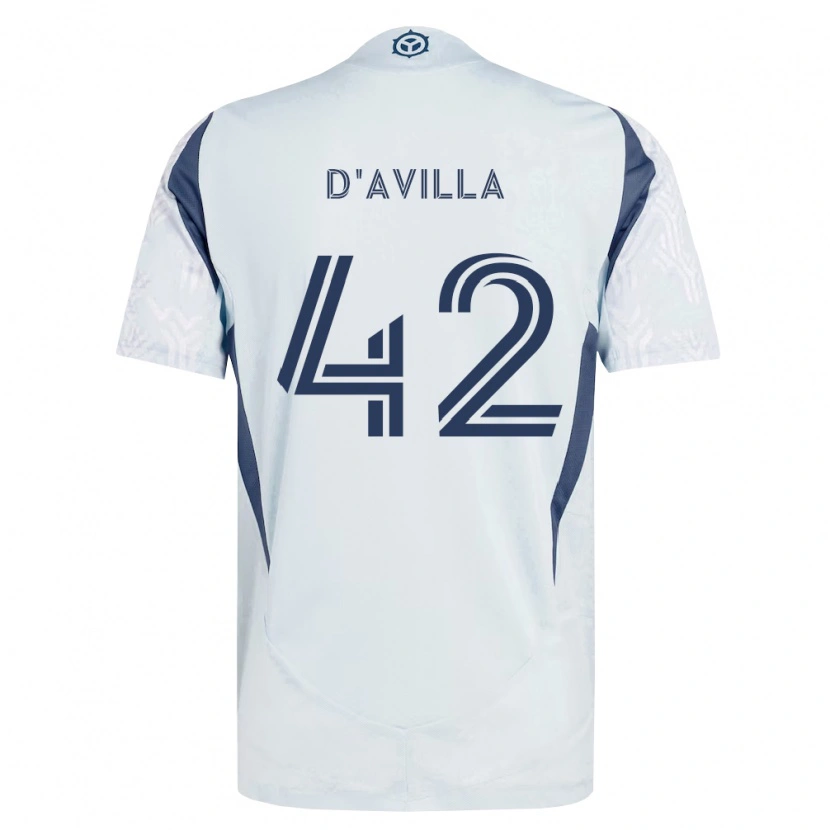 Danxen Homme Maillot Djé D'avilla #42 Bleu Gris Blanc Tenues Extérieur 2026/27 T-Shirt