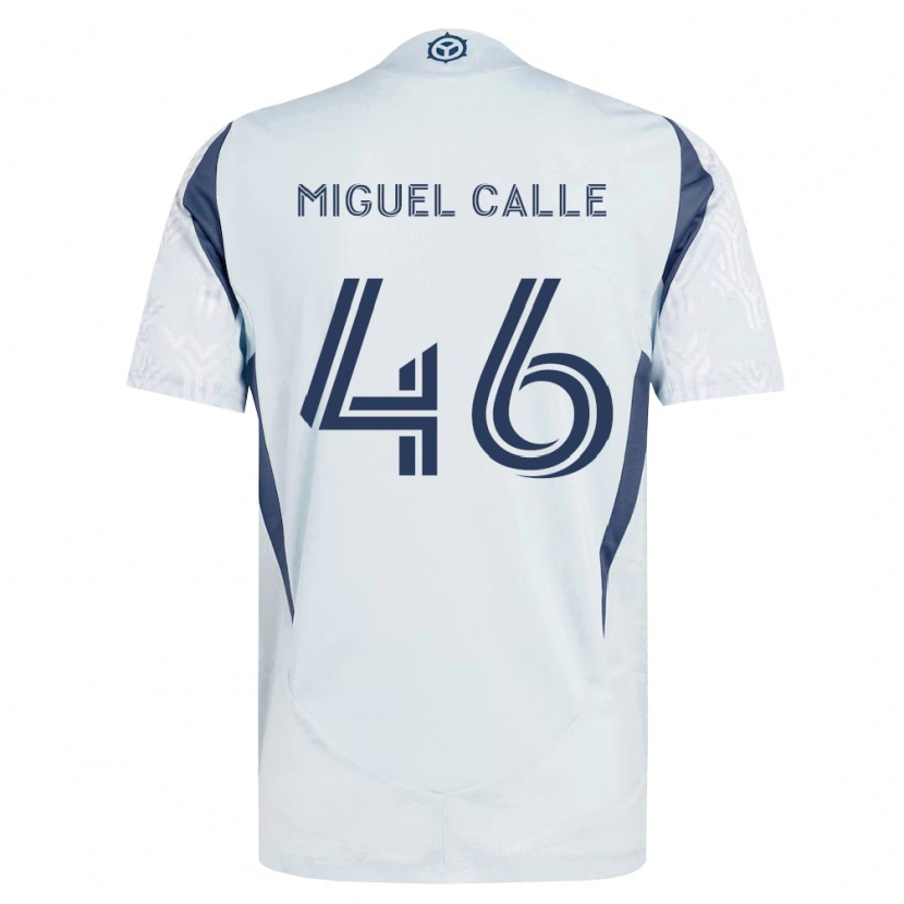 Danxen Homme Maillot Juan Miguel Calle #46 Bleu Gris Blanc Tenues Extérieur 2026/27 T-Shirt