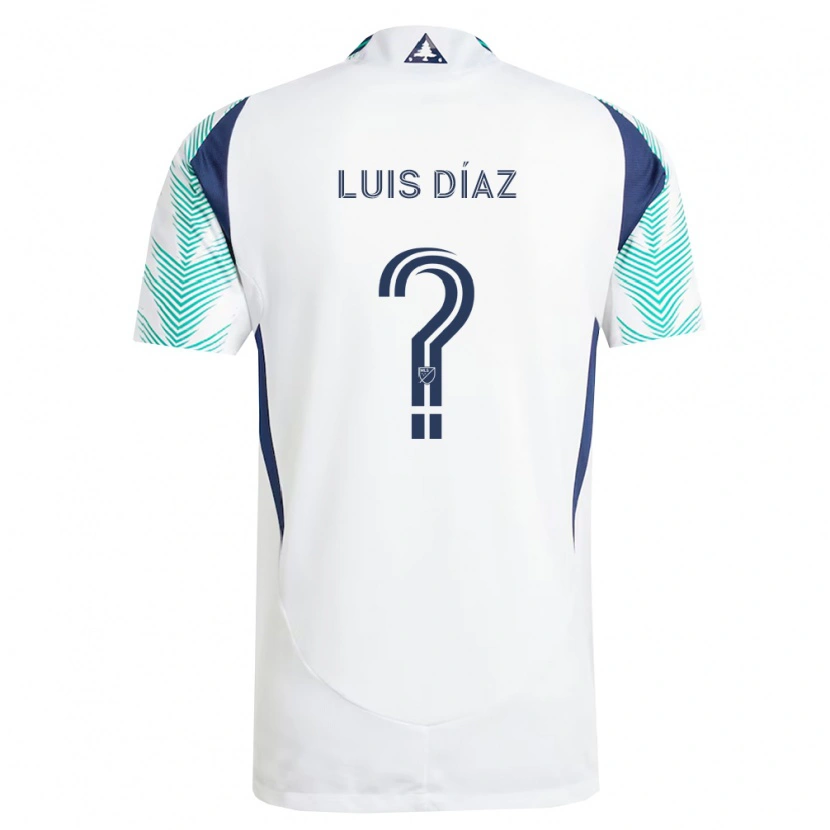 Danxen Homme Maillot Luis Díaz #0 Blanc Bleu Marine Vert Clair Tenues Extérieur 2026/27 T-Shirt