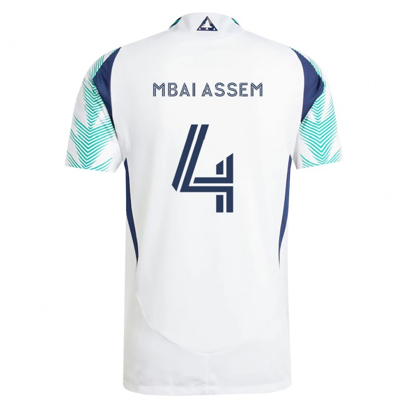 Danxen Homme Maillot Chris Mbaï-Assem #4 Blanc Bleu Marine Vert Clair Tenues Extérieur 2026/27 T-Shirt