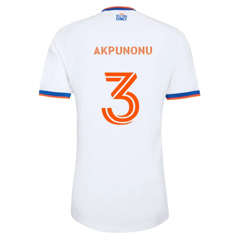 Danxen Homme Maillot Joey Akpunonu #3 Blanc Bleu Marine Orange Tenues Extérieur 2026/27 T-Shirt
