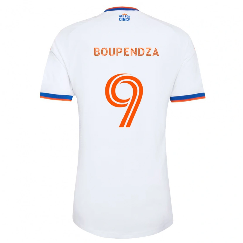 Danxen Homme Maillot Aaron Boupendza #9 Blanc Bleu Marine Orange Tenues Extérieur 2026/27 T-Shirt