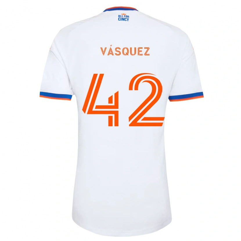 Danxen Homme Maillot Mathías Vásquez #42 Blanc Bleu Marine Orange Tenues Extérieur 2026/27 T-Shirt