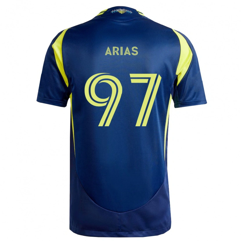 Danxen Homme Maillot Emmanuel Arias #97 Jaune Bleu Marine Tenues Extérieur 2026/27 T-Shirt