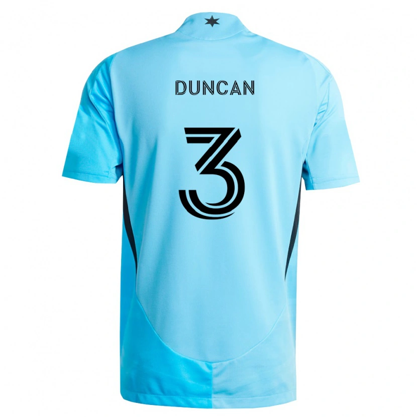 Danxen Homme Maillot Kyle Duncan #3 Bleu Clair Noir Tenues Extérieur 2026/27 T-Shirt